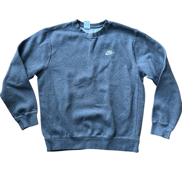 Nike Sportswear Club Fleece Men's Crew Dark Grey Heather/White Size Small - Picture 3 of 10